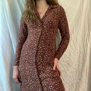 true vintage Eddie Bauer floral summer maxi dress size medium red maroon white